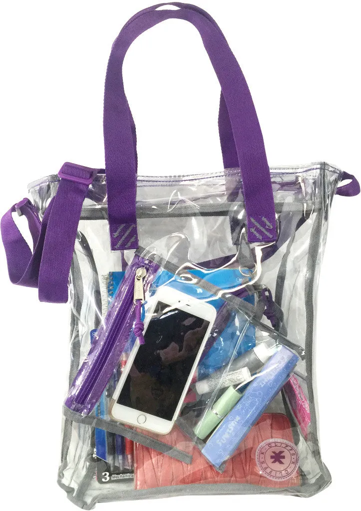 15.5" clear/purple 0.5mm pvc messenger bag Case of 24