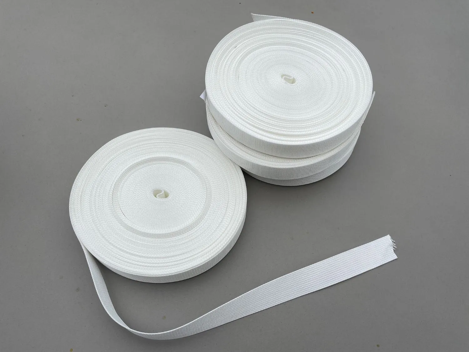 1" Flat Nylon Webbing Straps - White, 25 Yd Roll - Lightweight