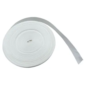 1" Flat Nylon Webbing Straps - White, 25 Yd Roll - Lightweight