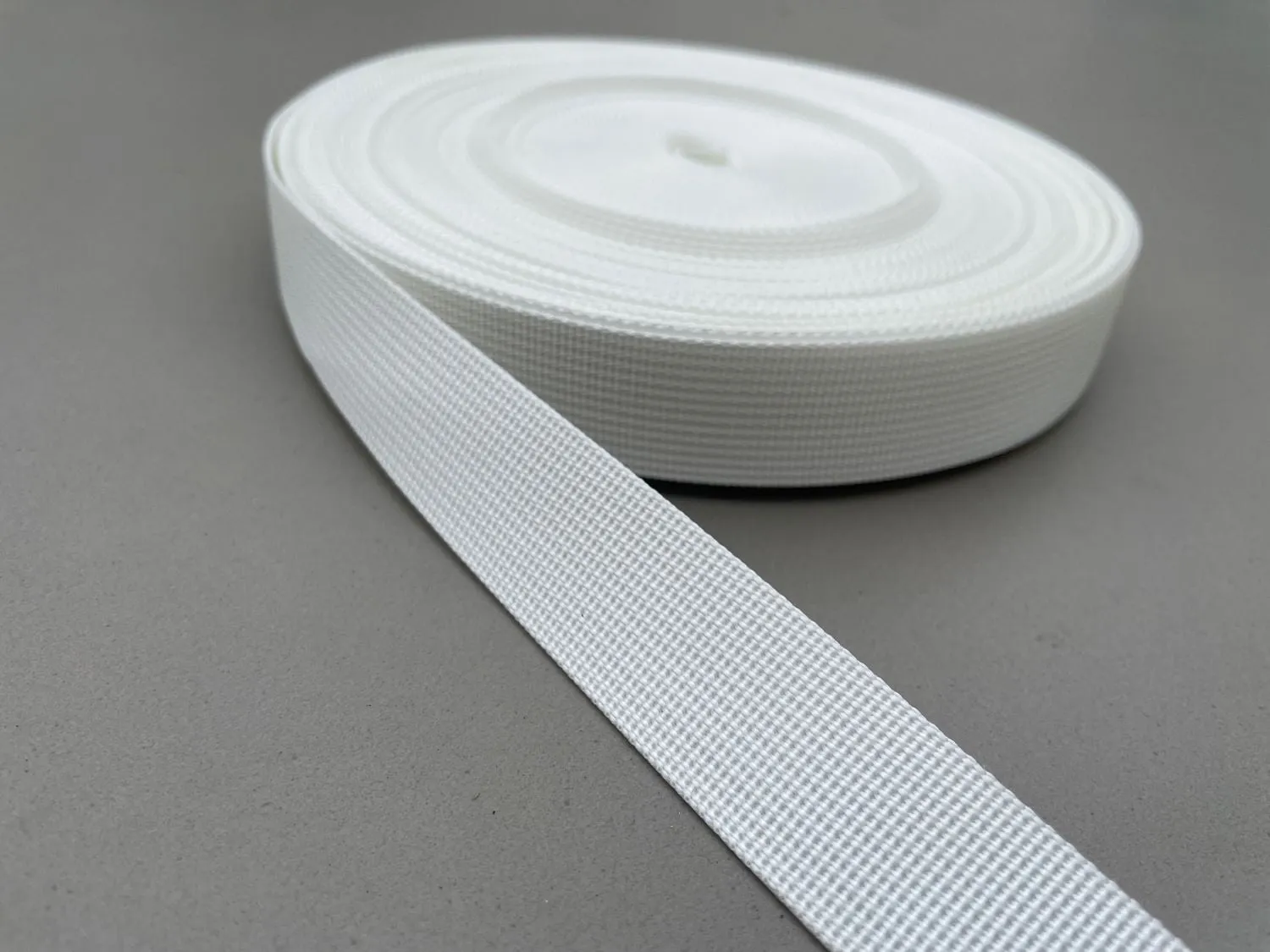 1" Flat Nylon Webbing Straps - White, 25 Yd Roll - Lightweight