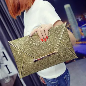 2018 Women Fashion Handmade Package New Hot Sequins Clutch Purse Envelope Bag Personality Leather Top Quality