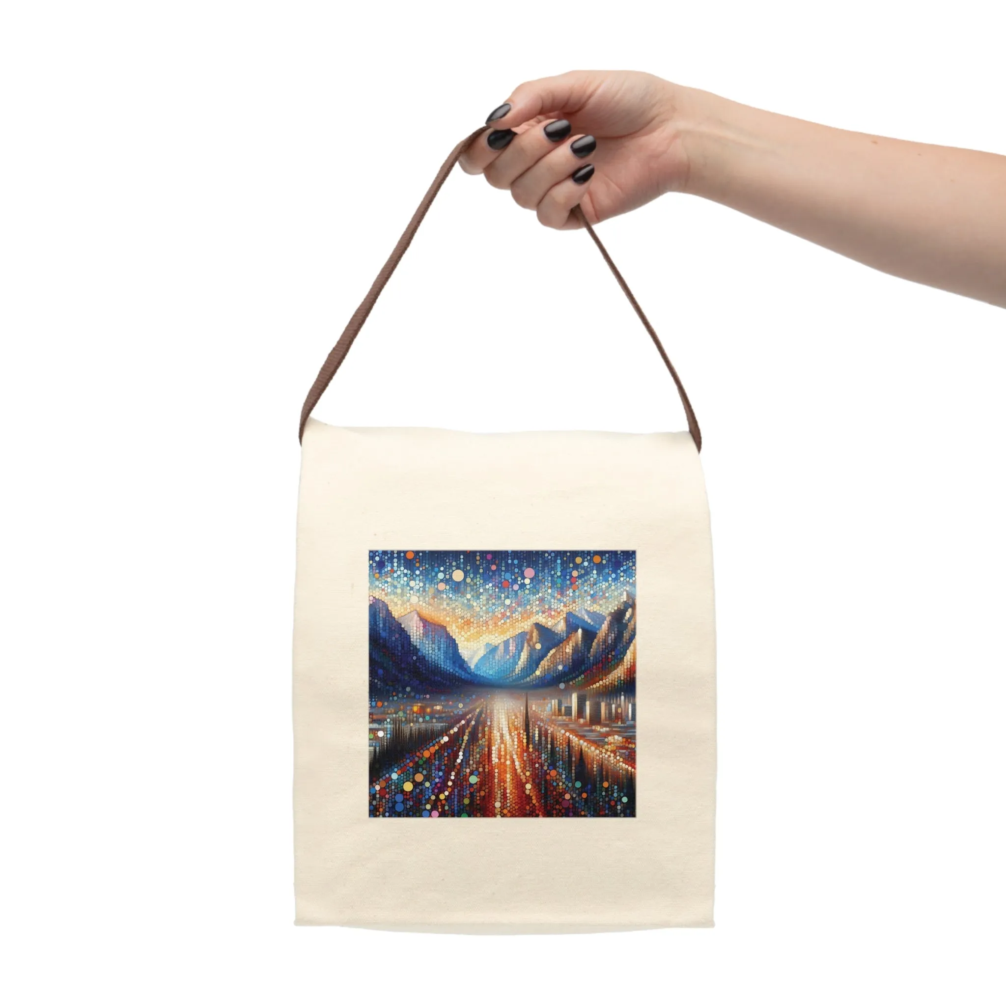 Abstract minimal visual mosaic effect Canvas Lunch Bag With Strap