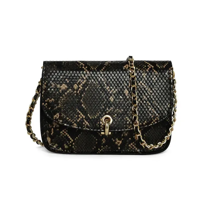 Accessorize London Women's Edie Snake Woven chain sling Bag