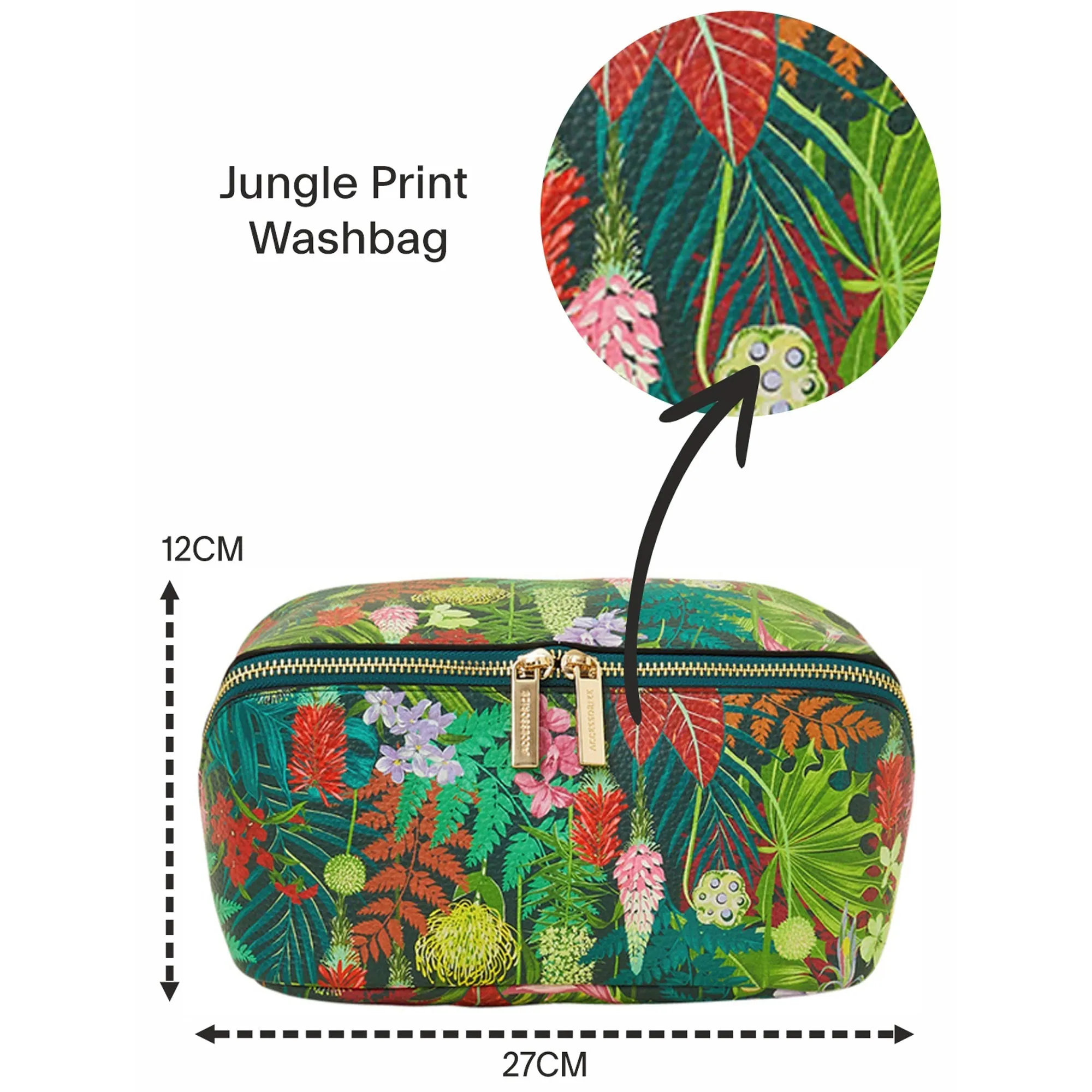 Accessorize London Women's Green Jungle Print Washbag