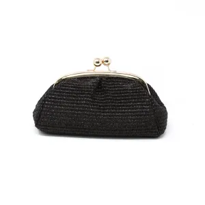 Arden Black Raffia Clutch