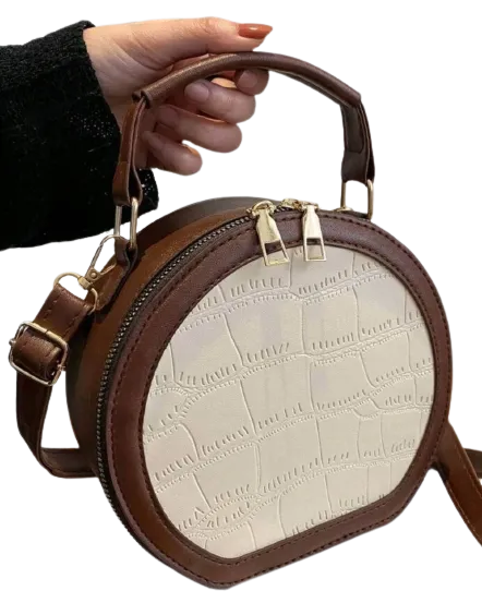 Bag - Handbag - two tone brown leather