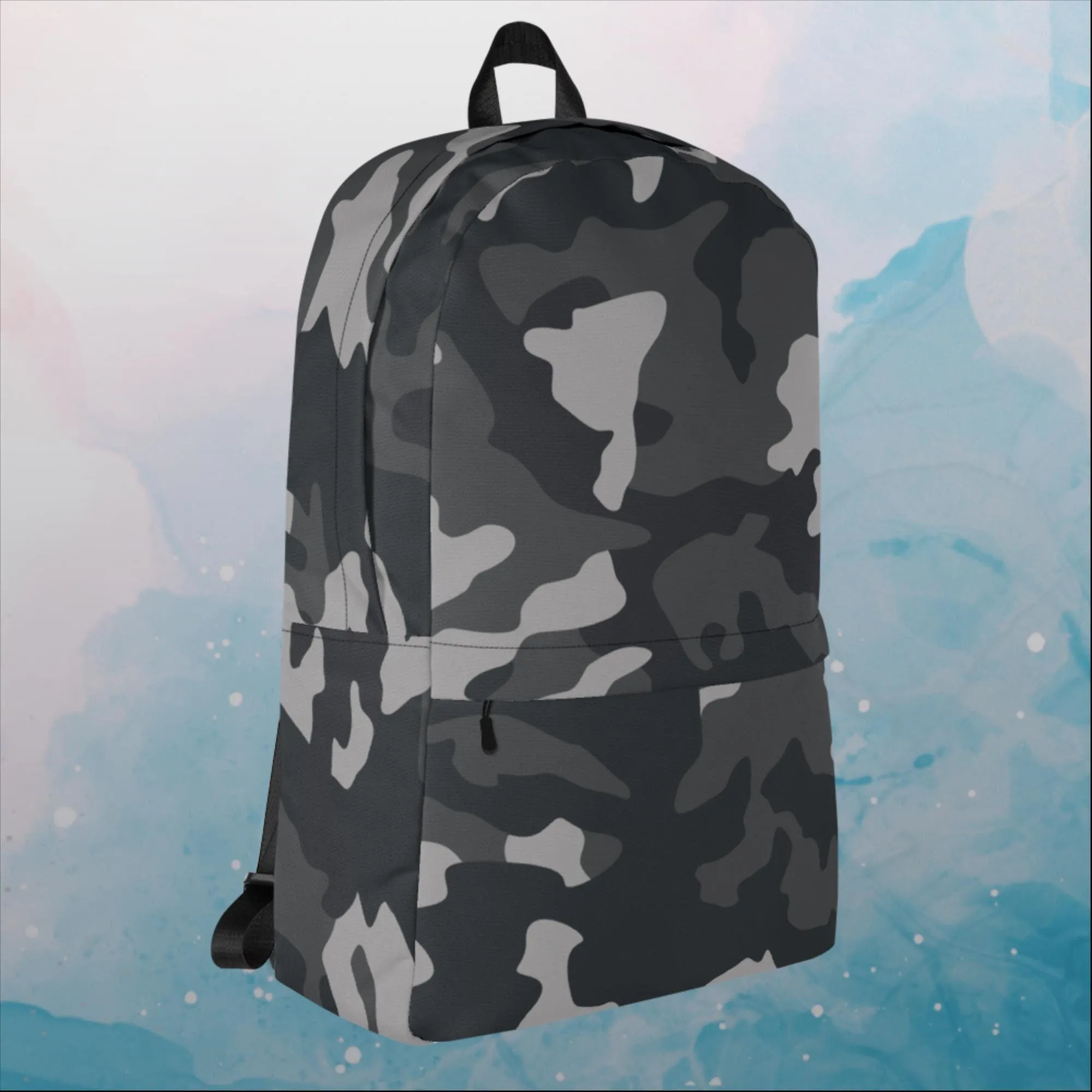 Black and Grey Camo Print Backpack