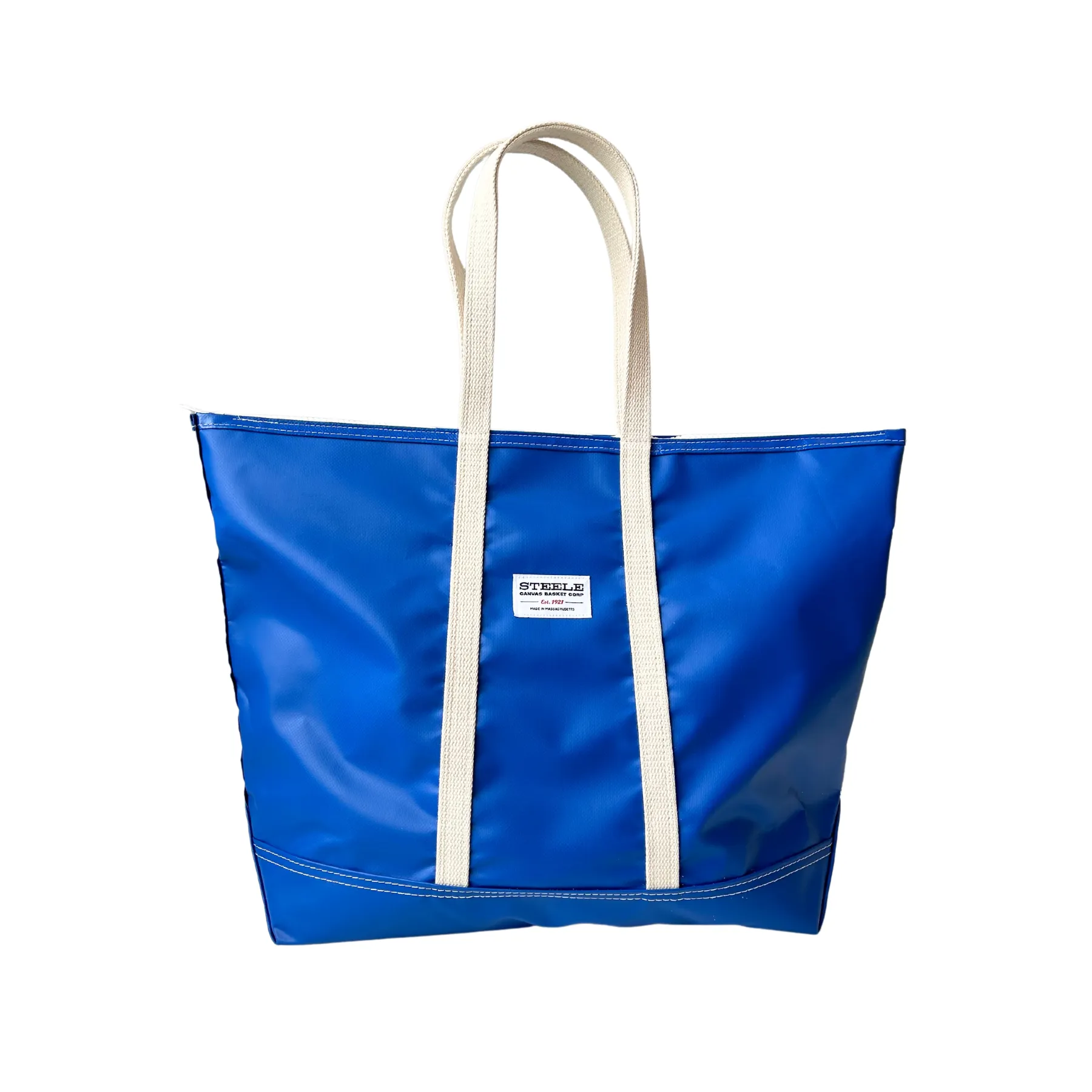 Blue Steeletex Zip Top Beach Tote - Medium