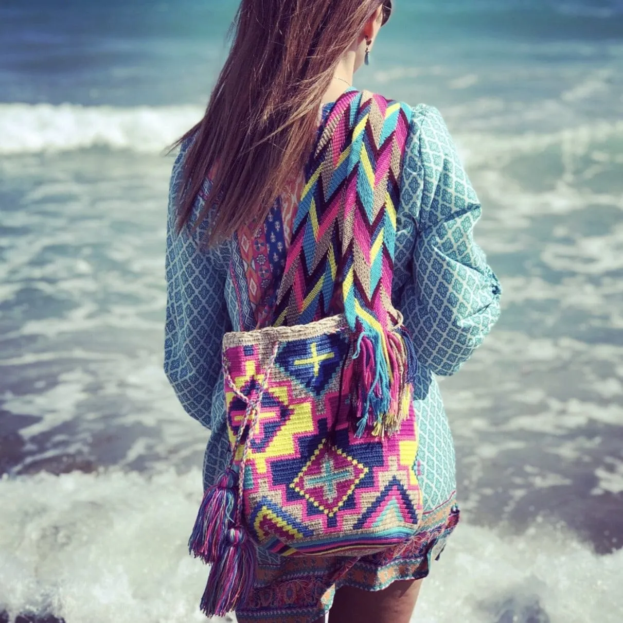 Blue Sunset Beach Bags | Crossbody Large