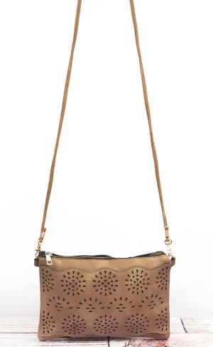 Boho Camel Leather Western Crossbody Purse