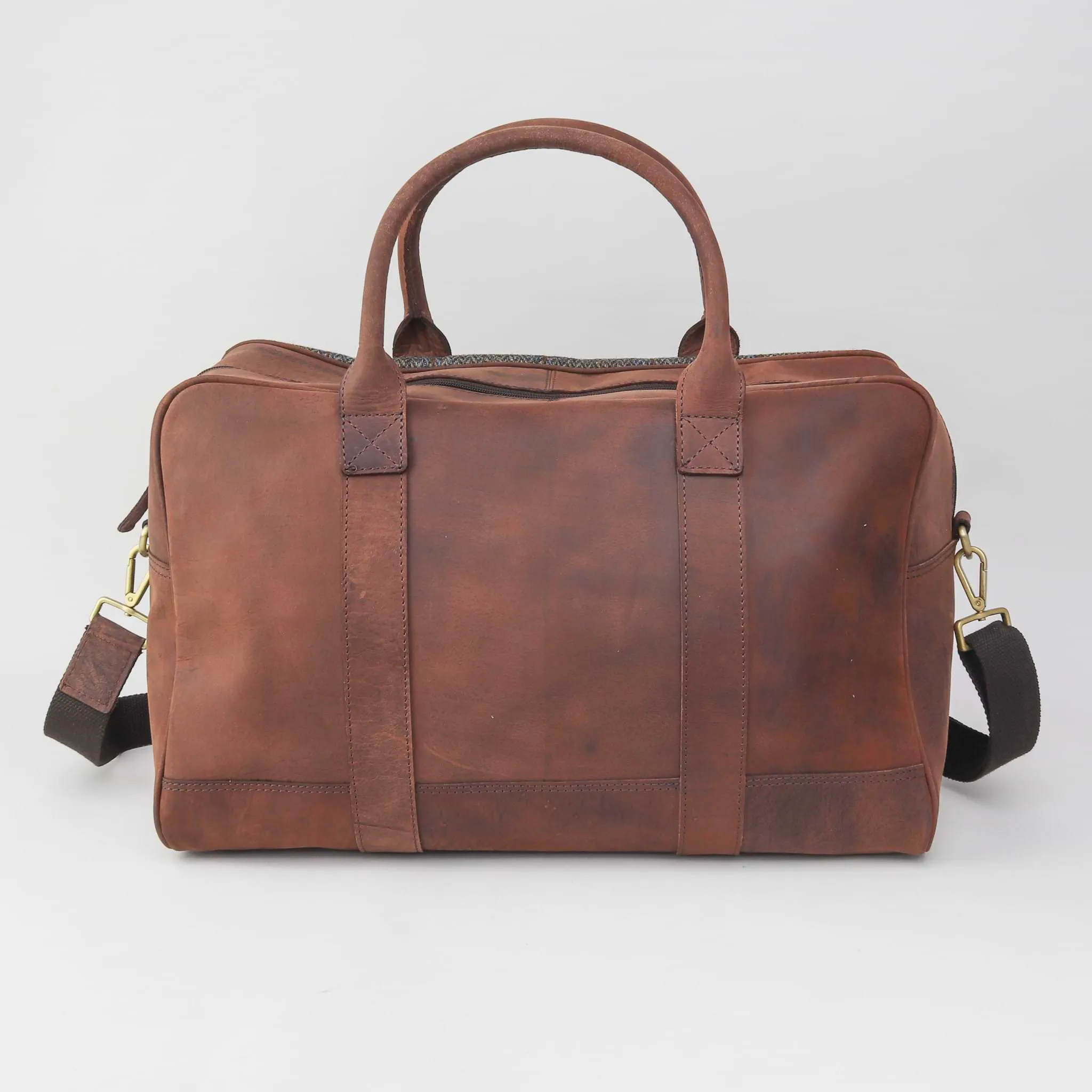 Brown Harris Tweed Holdall - Refined Overnight Bag