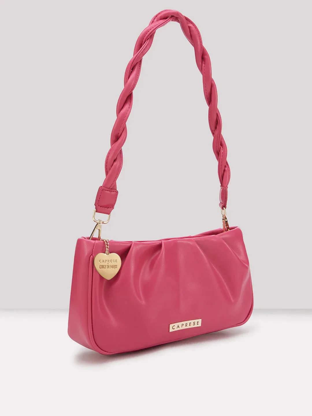 Caprese Emily In Paris Solid Medium Sling Handbag Fuschia