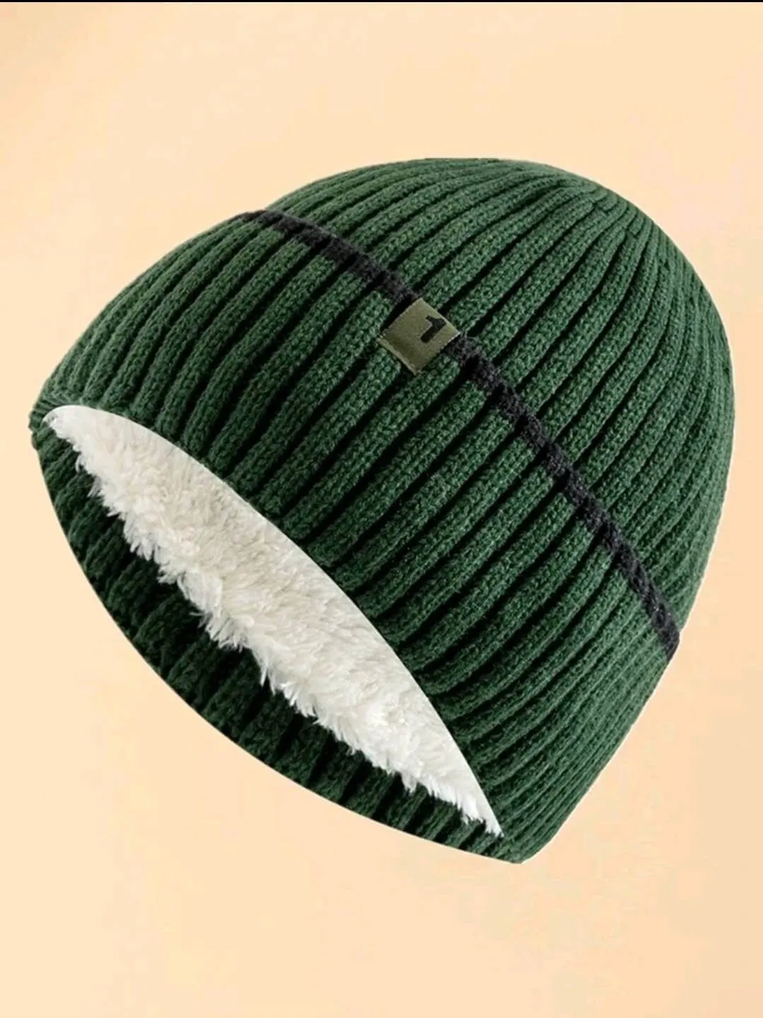 Clothing - Men - Beanie - green fleece lined