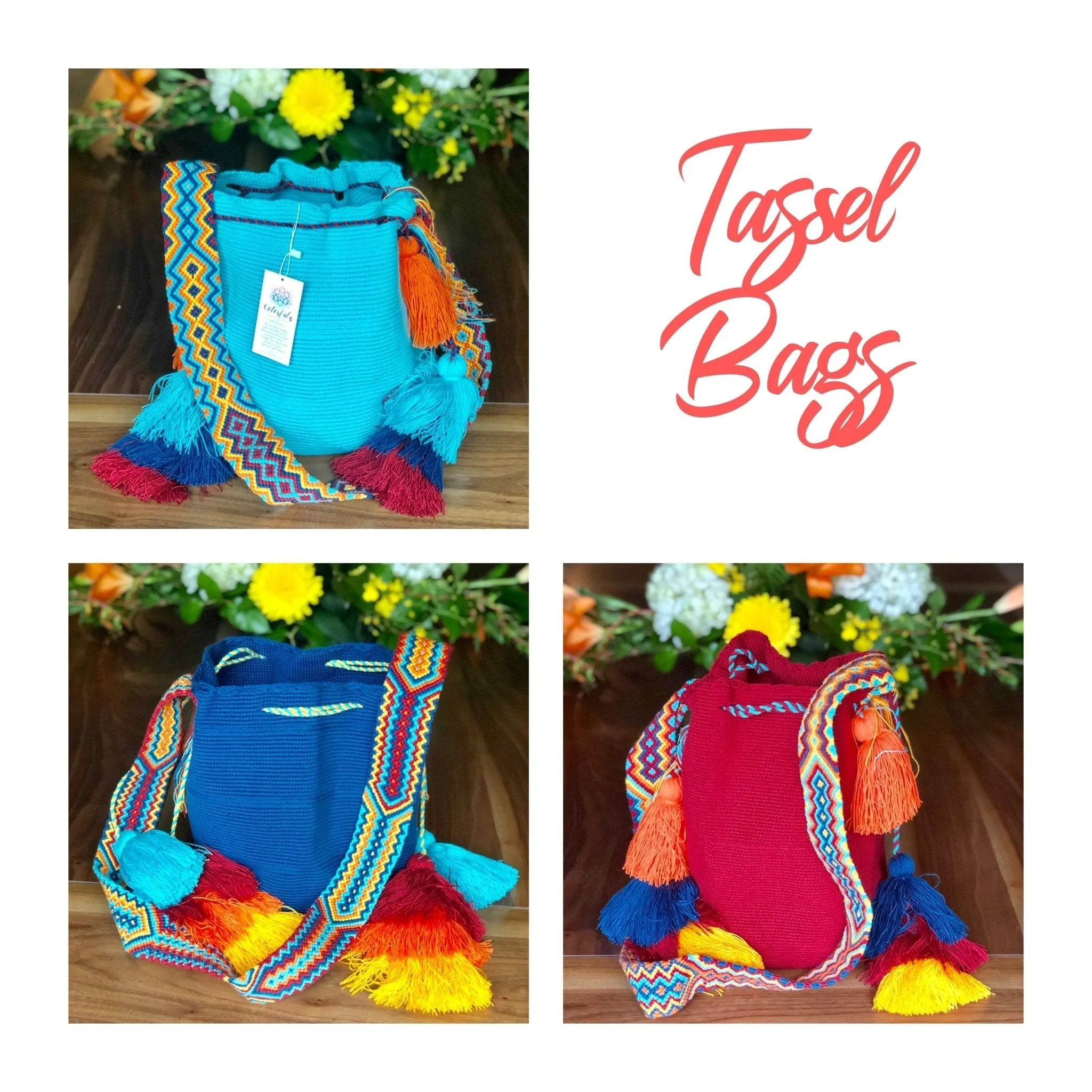 Colorful Crochet Tassel Bags - Desert Sunset