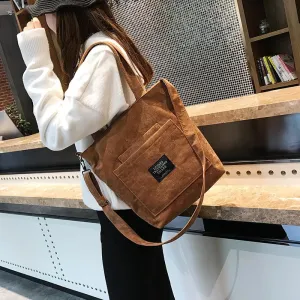 Corduroy Casual Canvas Tote Bag