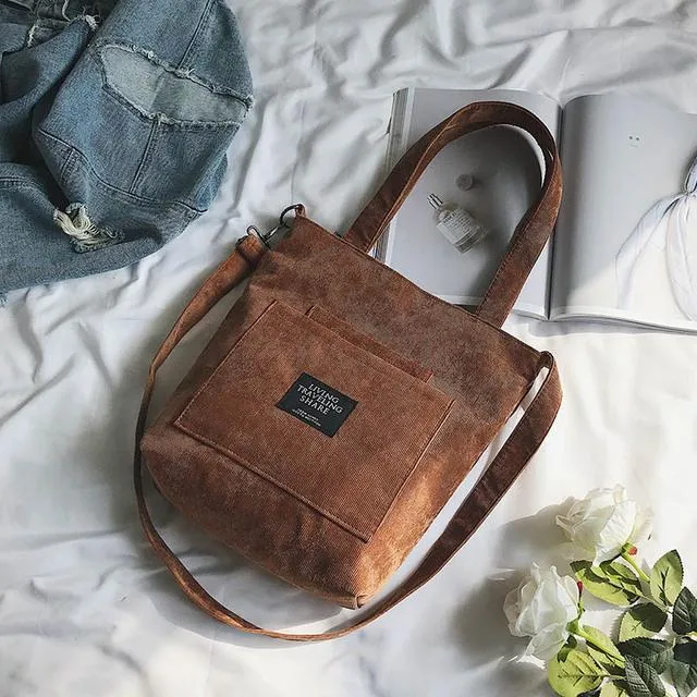 Corduroy Casual Canvas Tote Bag