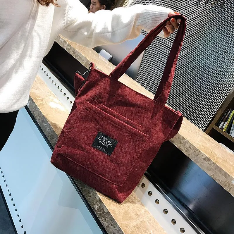 Corduroy Casual Canvas Tote Bag