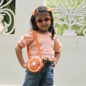 Cotton Crochet Bag For Kids | Sling Bag | Orange