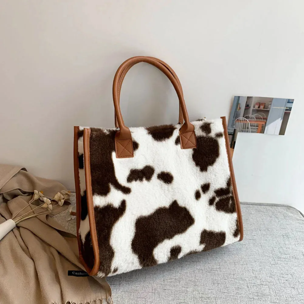 Cow Leopard Print PU Leather Handbags – Plush Design & Stylish Accessories