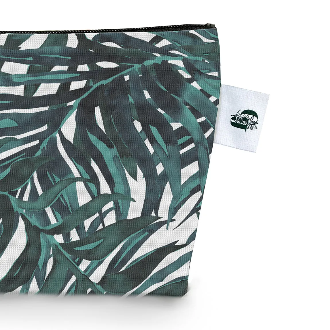 Green Botanical Cotton Palm Make Up Bag