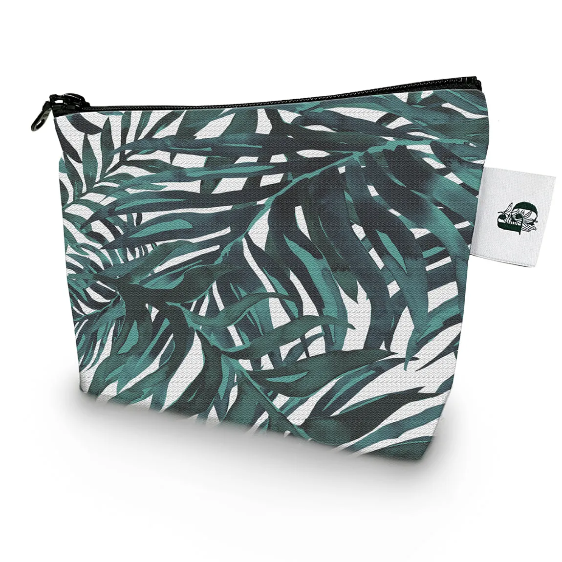 Green Botanical Cotton Palm Make Up Bag