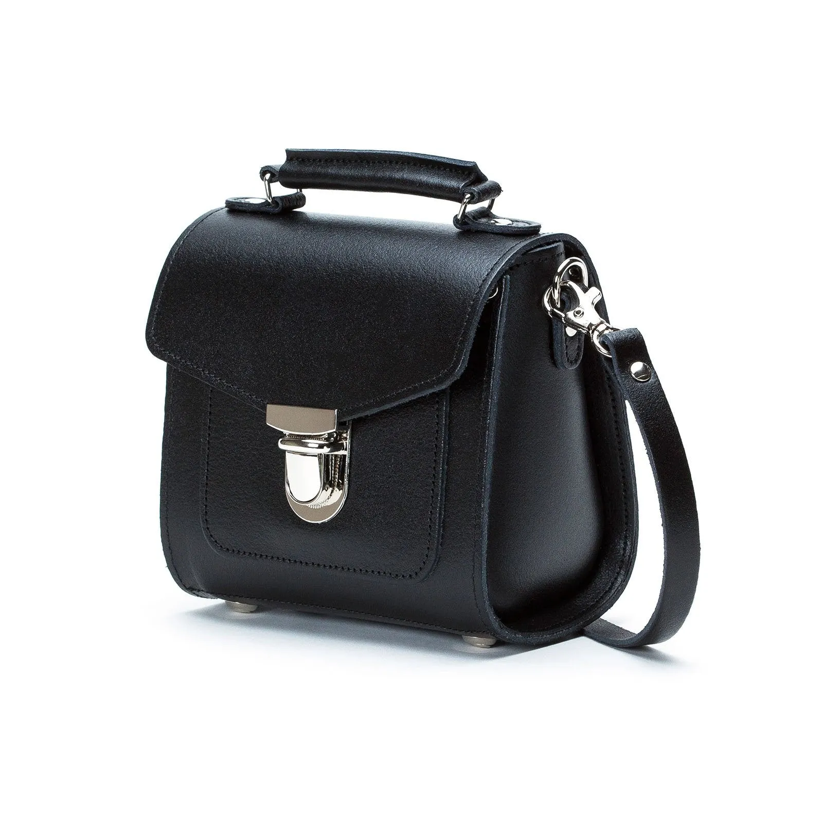 Handmade Leather Sugarcube Handbag - Black