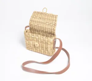 Handwoven kauna grass sling Bag, 7.5 x 2.5 x 6 Inch