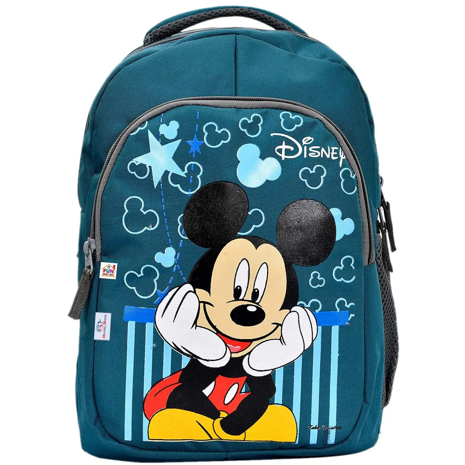 Heart Home Rexien Waterproof Lightweight Disney Mickey Mouse Print Backpack|Sturdy School Bag For Kids (Green)