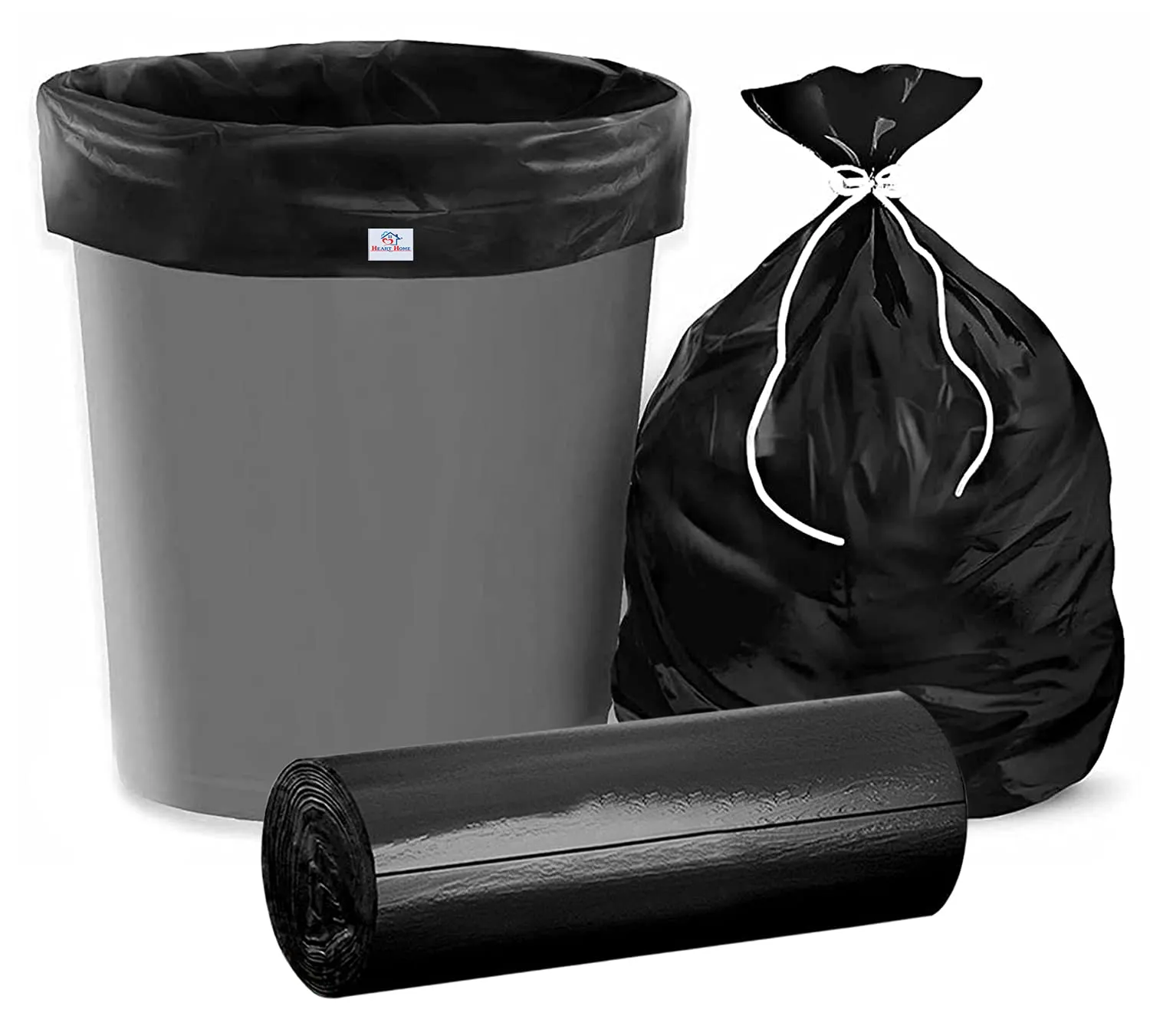 Heart Home (Very Large) Eco - Friendly Dustbin Bags - (90 Pcs) Leakproof | Odour Free | Strong Garbage Bags - Dustbin Covers For Pantry And Warehouse Trash (48 x 36 Inches) (Black)