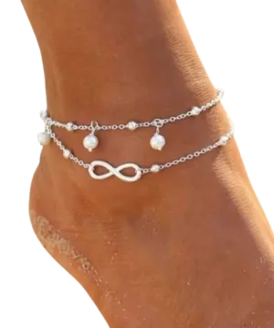 Jewellery - anklet - dainty silver double layer infinity