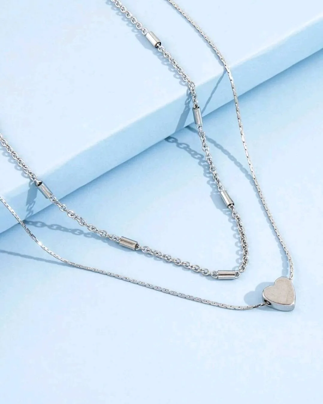 Jewellery - Necklace - Layered - silver heart minimalist