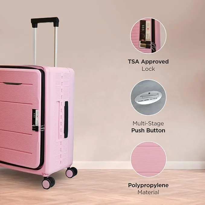 Kuber Industries Luggage Bag | Trolley Bags for Travel | Collapsible Luggage Bag | Travelling Bag | Trolley Bags for Suitcase | Lightweight Luggage Bag | 20 Inch | Pack of 4 | Rose Pink