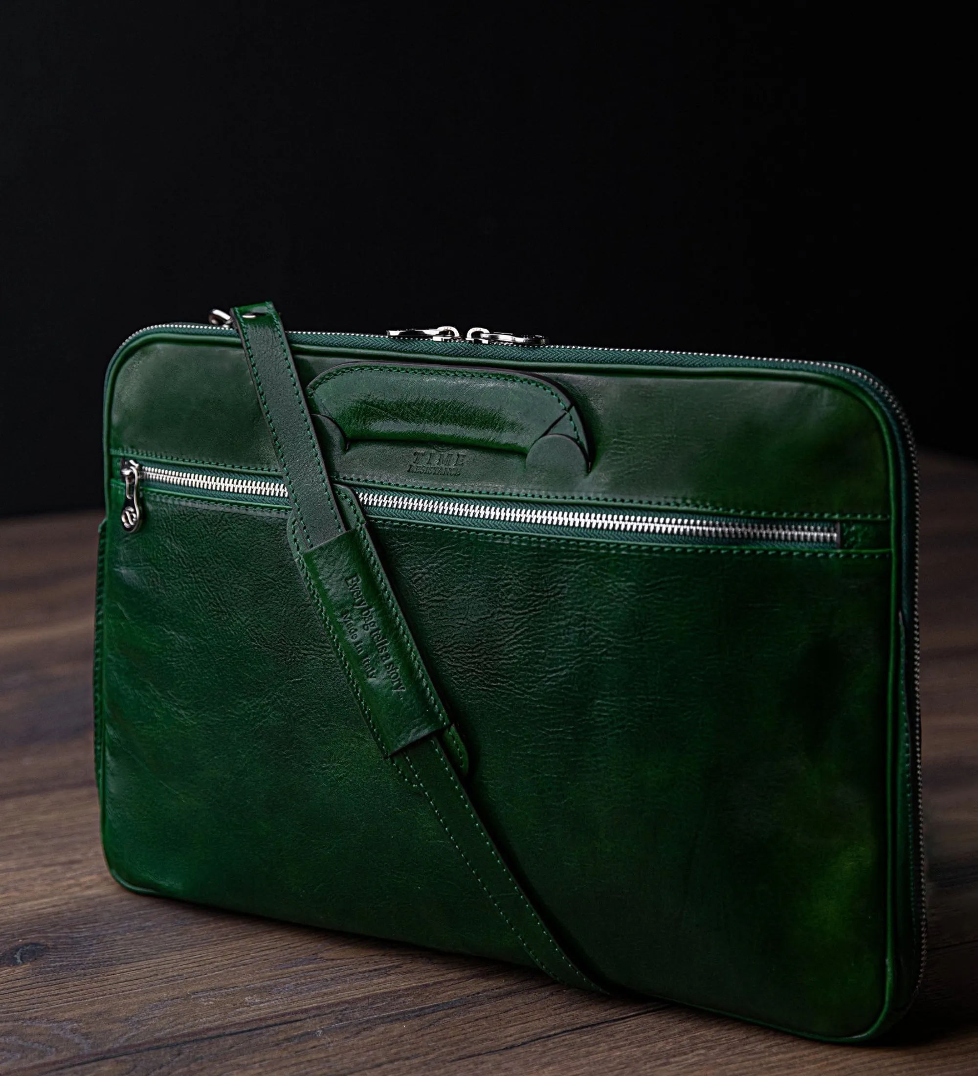 Leather Briefcase Laptop Bag - Brave New World