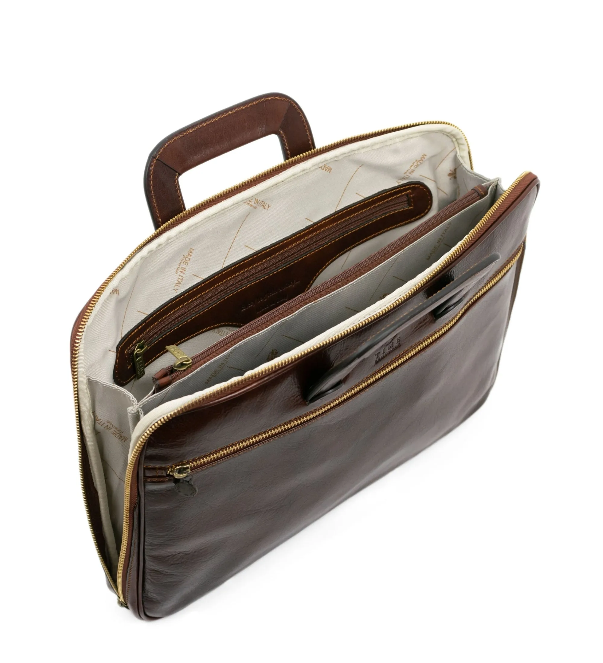 Leather Briefcase Laptop Bag - Brave New World