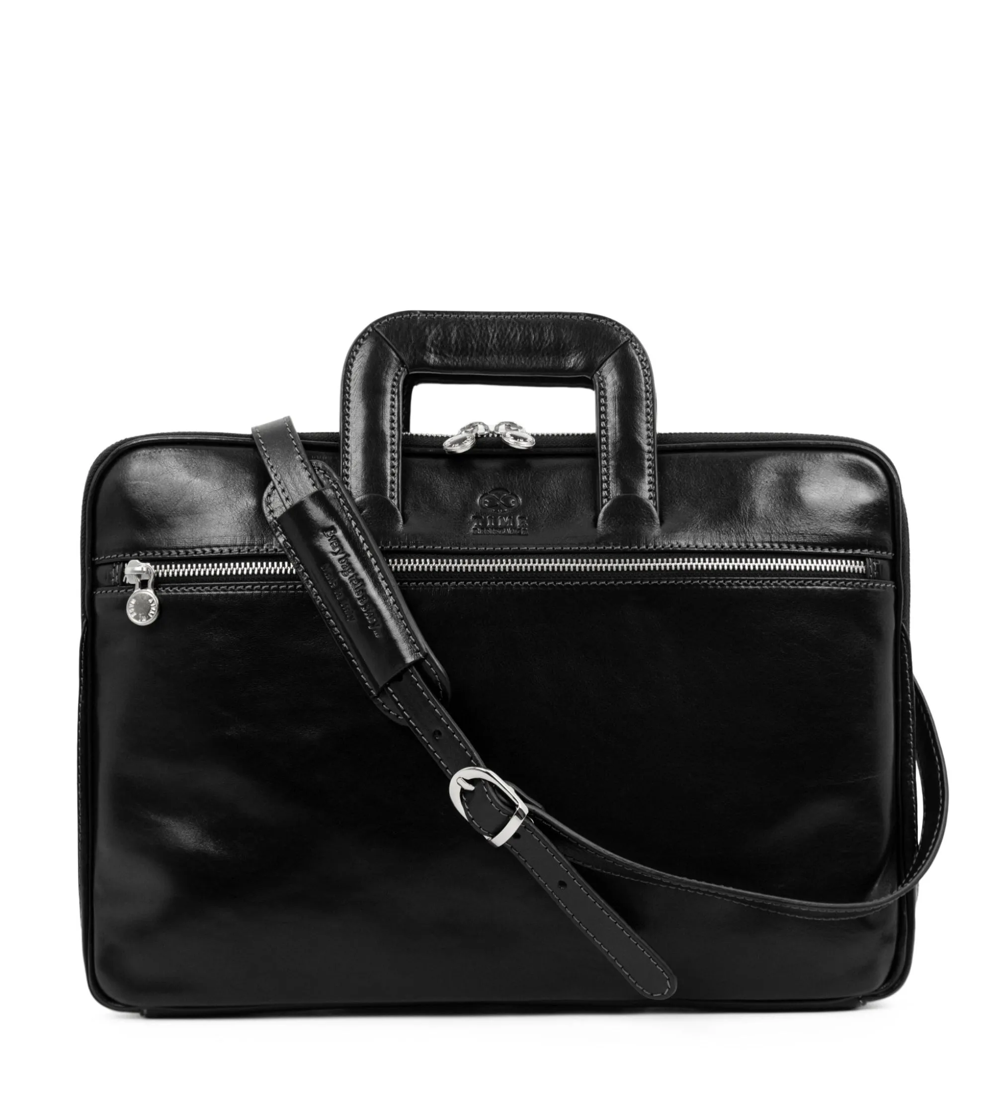 Leather Briefcase Laptop Bag - Brave New World