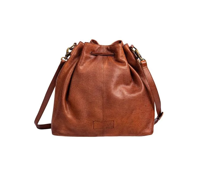 Leather Bucket Drawstring Bag