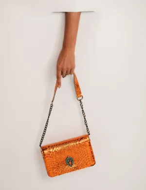 Leather Crossbody Bag - Shiny Orange