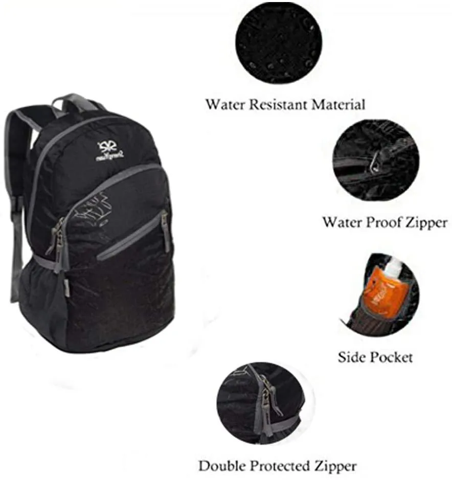 Lightweight Travel Backpack 20L Foldable Waterproof Camping Backpack with 2 Pockets