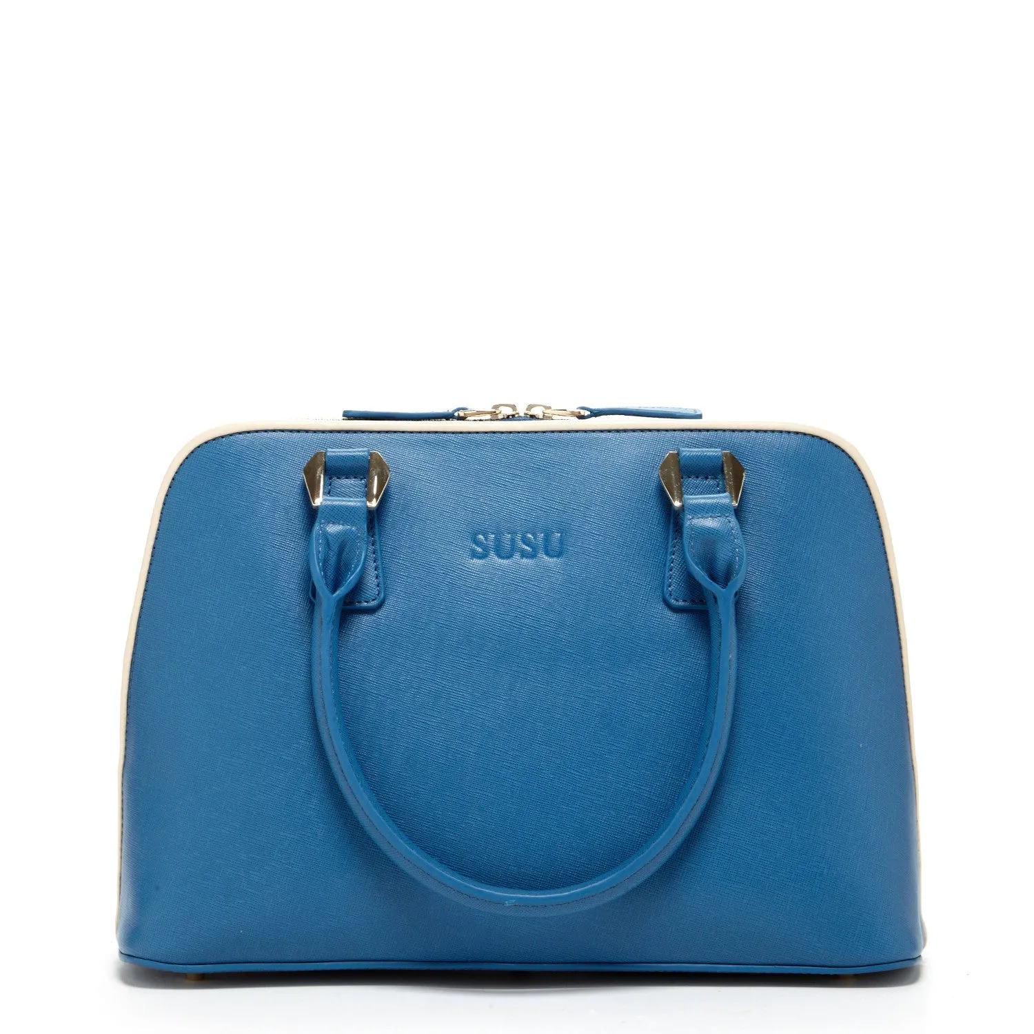 Melissa Blue Saffiano Leather Satchel Bag – Elegant & Timeless Luxury