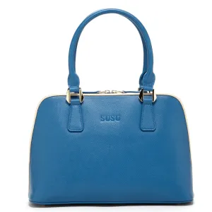 Melissa Blue Saffiano Leather Satchel Bag – Elegant & Timeless Luxury