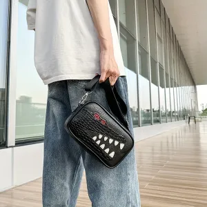 Men's Trendy Cool Crocodile Shoulder Bag, PU Fashion Casual Trendy Couple All-match Crossbody Bag