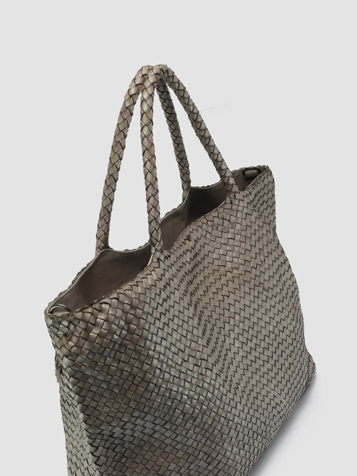 OC CLASS 3 - Taupe Woven Leather Shoulder Bag