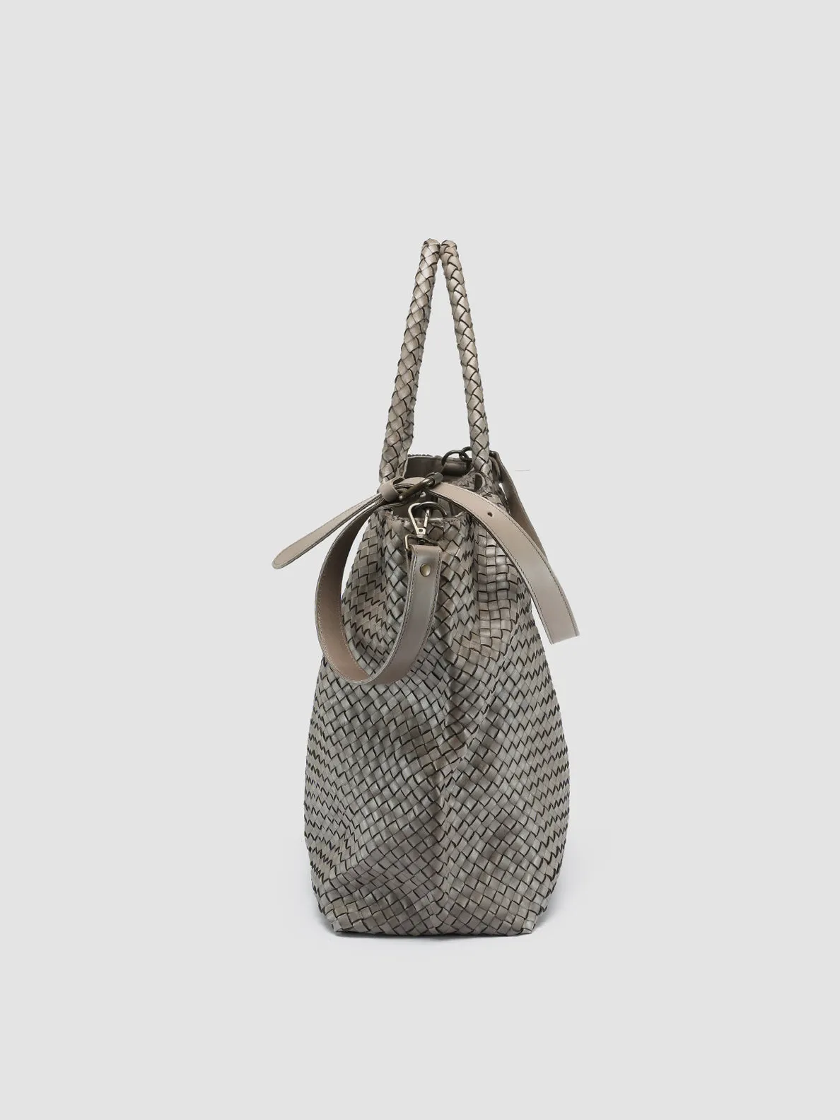 OC CLASS 3 - Taupe Woven Leather Shoulder Bag