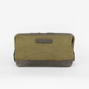 Olive Waxed Canvas Gladstone Washbag - Toiletries Bag