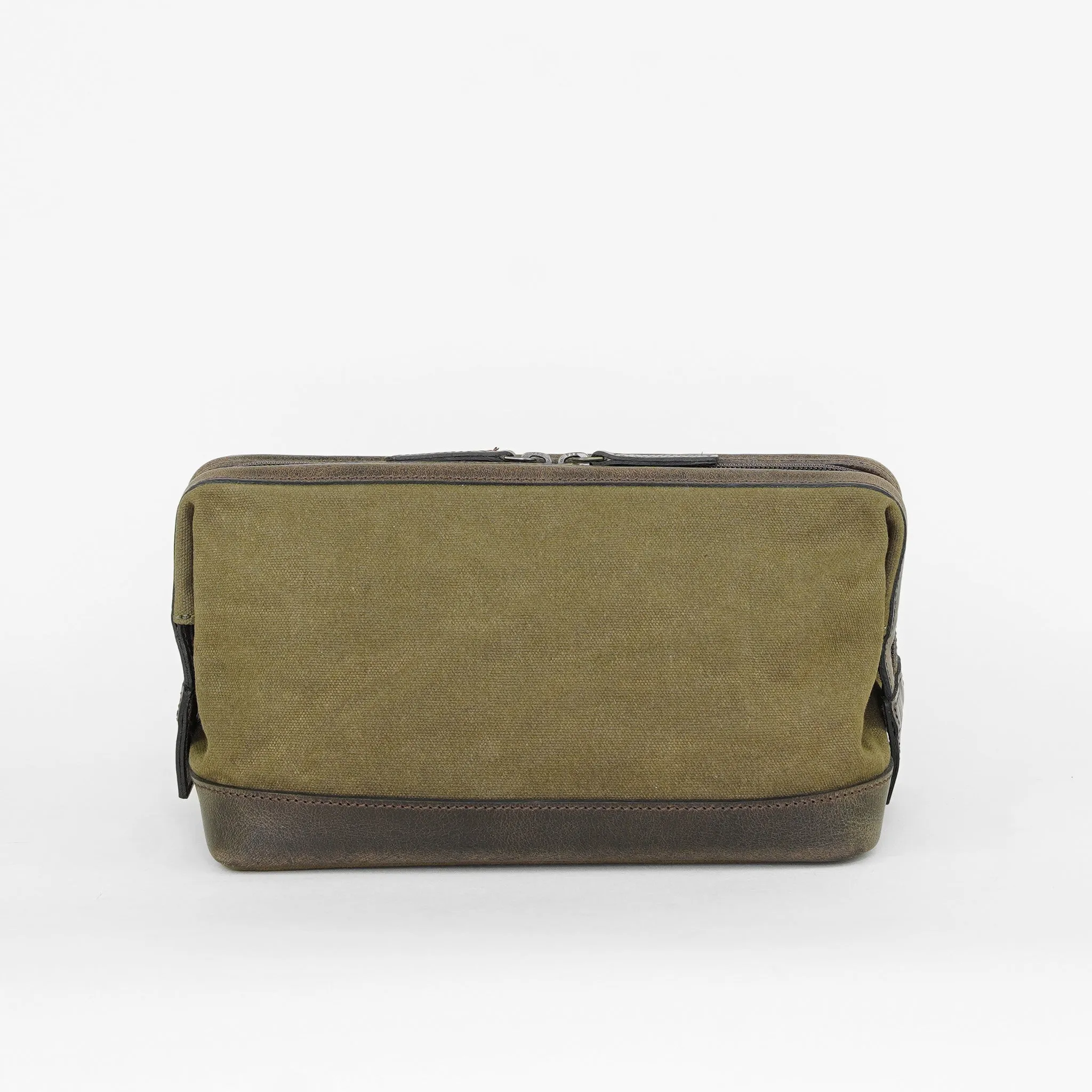 Olive Waxed Canvas Gladstone Washbag - Toiletries Bag