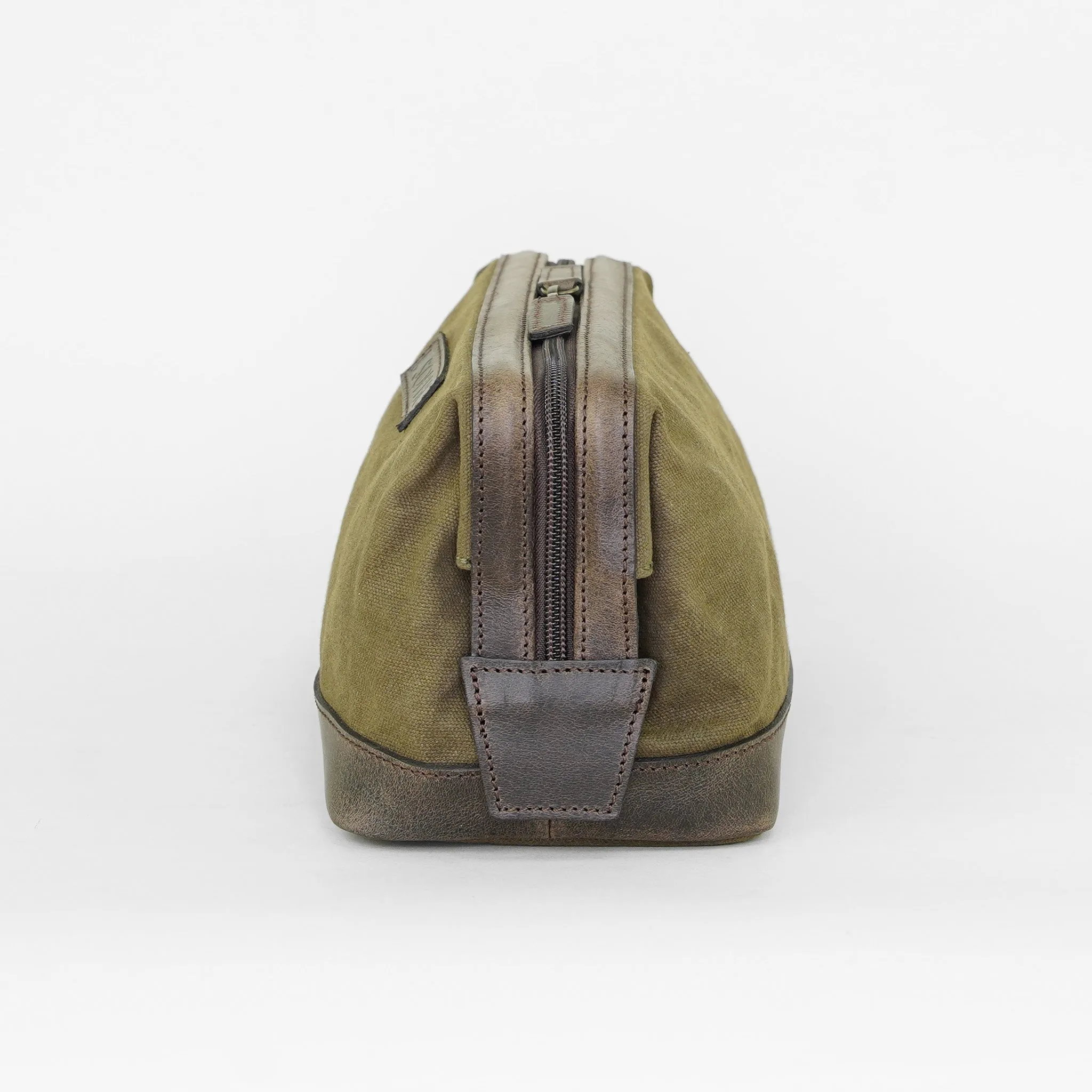 Olive Waxed Canvas Gladstone Washbag - Toiletries Bag