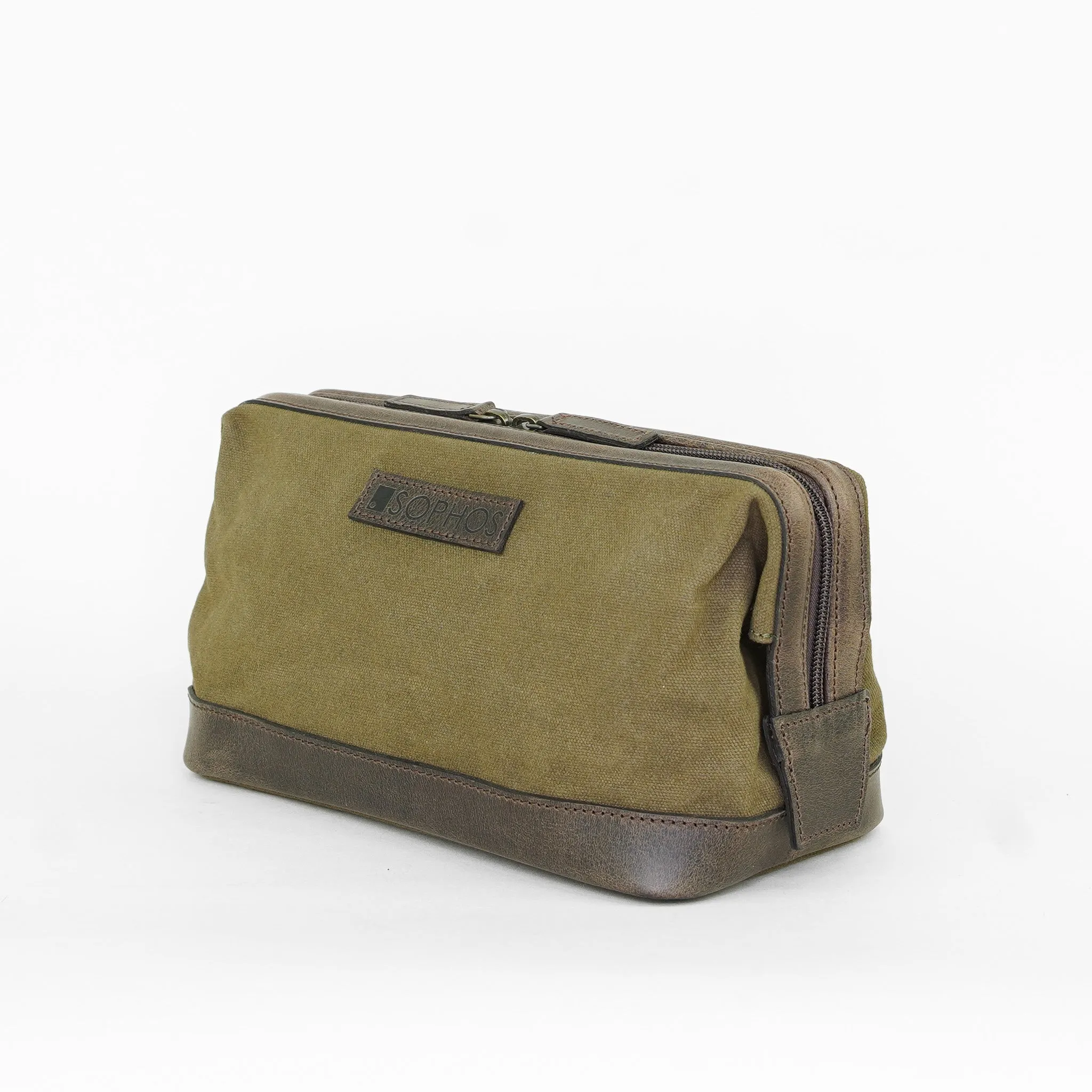 Olive Waxed Canvas Gladstone Washbag - Toiletries Bag