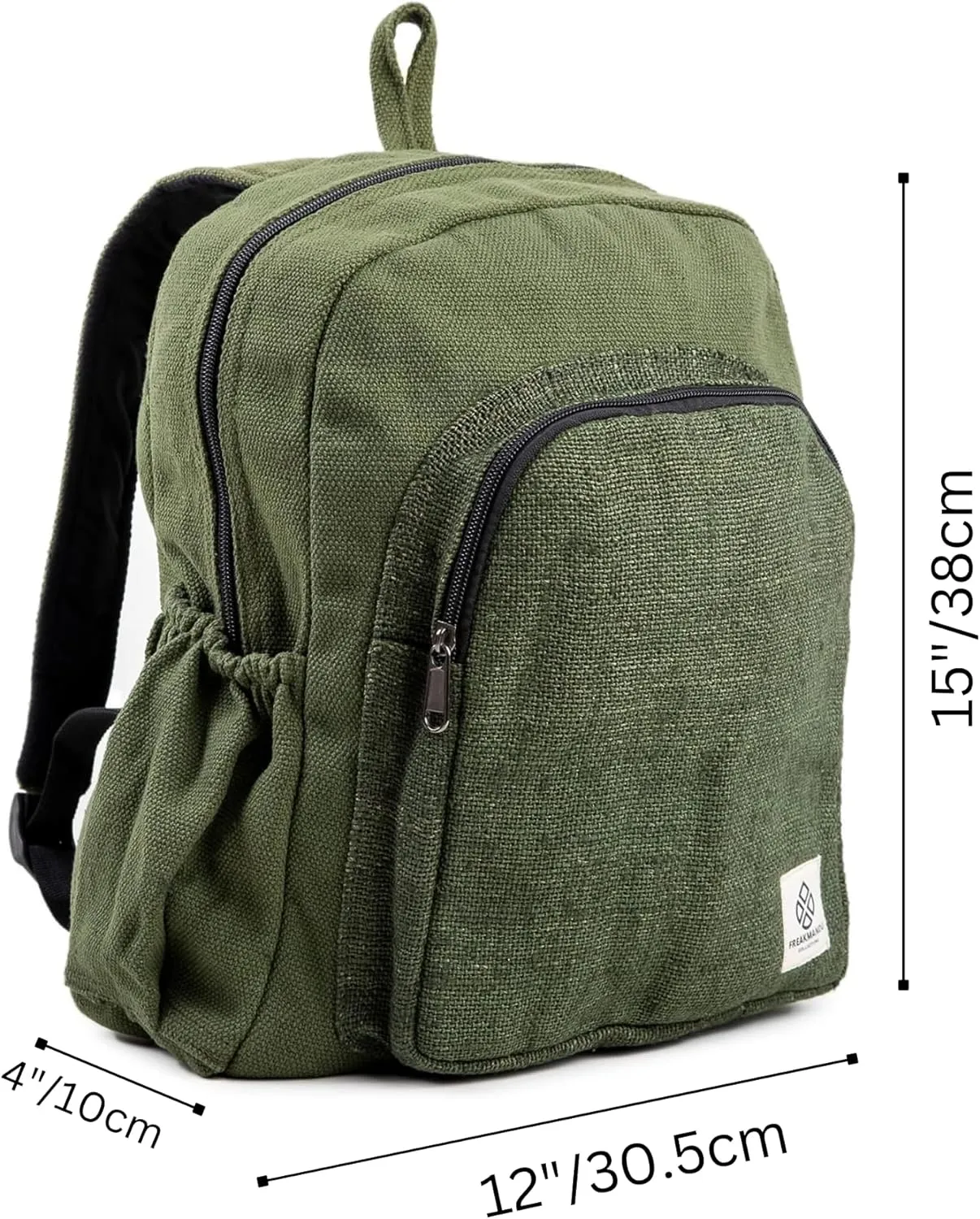 Organic Hemp Backpack Bag, Eco Friendly Durable Rustic Travel Hiking Friendly Lightweight