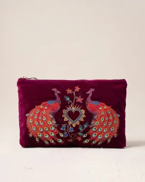 Peacock Floral Everyday Pouch - Ruby