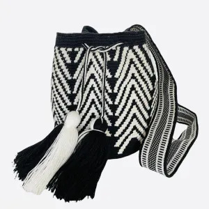 Perissa Beach Medium Boho Bags | Black and White Bohemian Purses | M